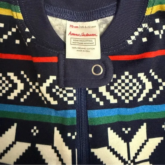 Hanna Andersson Apres Ski Organic Cotton Footless Baby Zip Sleeper 6/12m - Picture 3 of 4